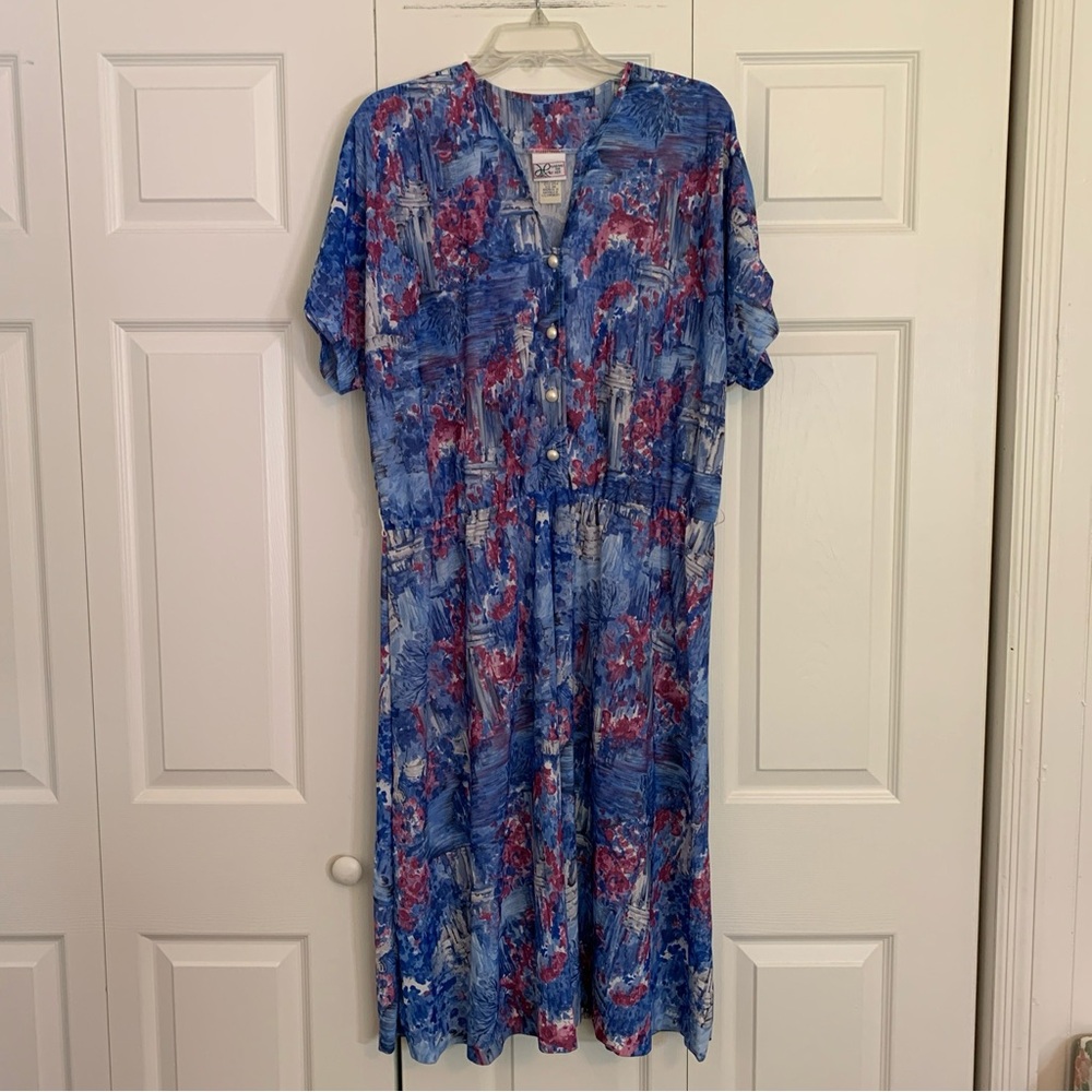 Haband for Her Vintage Summer Short Sleeve Dress Pearl Buttons size 24W.  M1